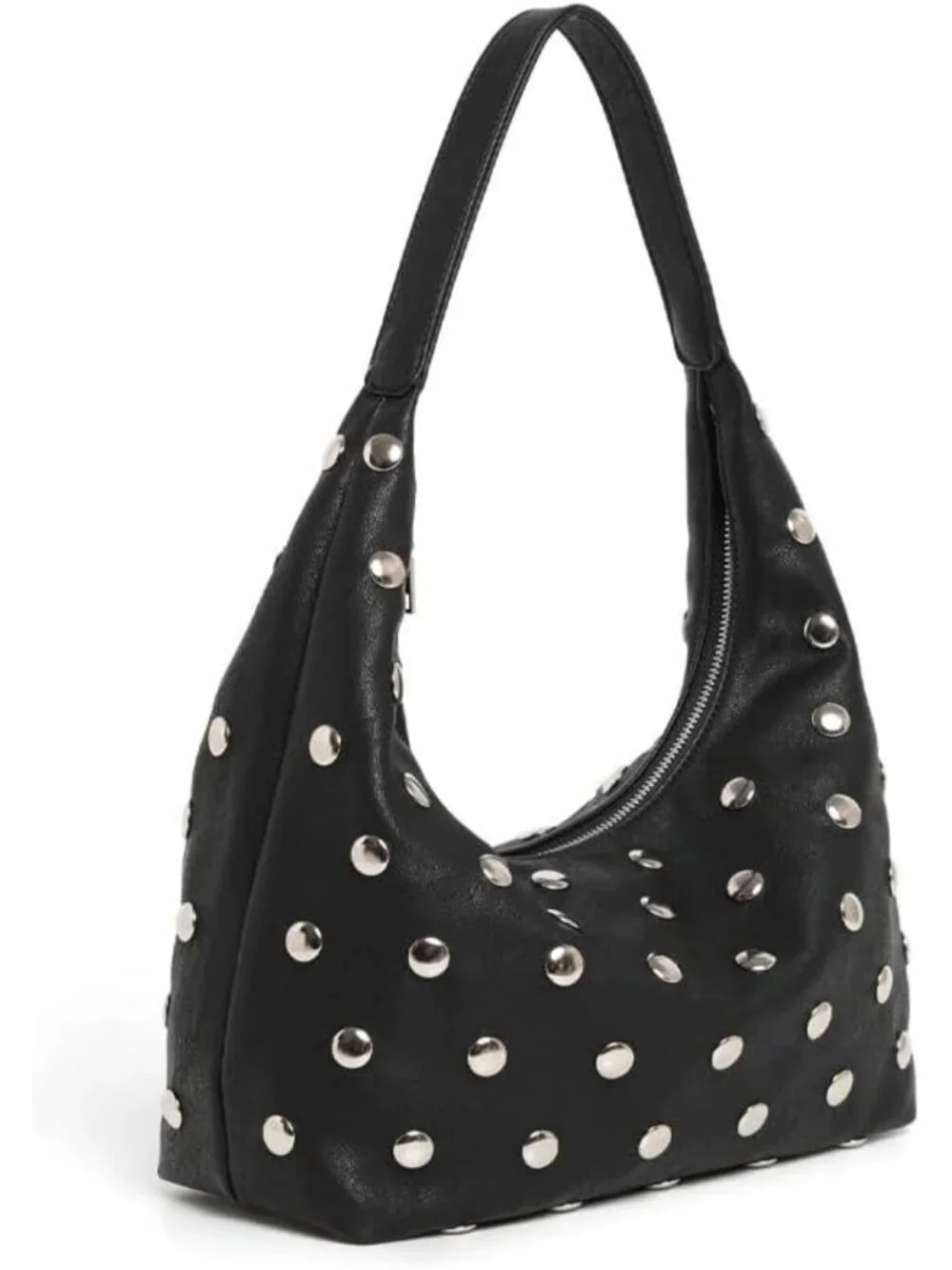 Stylish Soft Vegan Leather Studded Hobo Bag - Slouchy Shoulder Tote Purse for